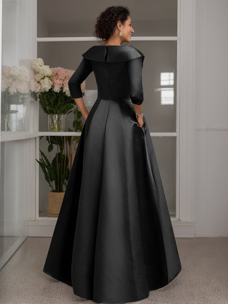 A-Line/Princess V-Neck Long Sleeves Floor Length Mother of the Bride Dresses With Appliques & Beading