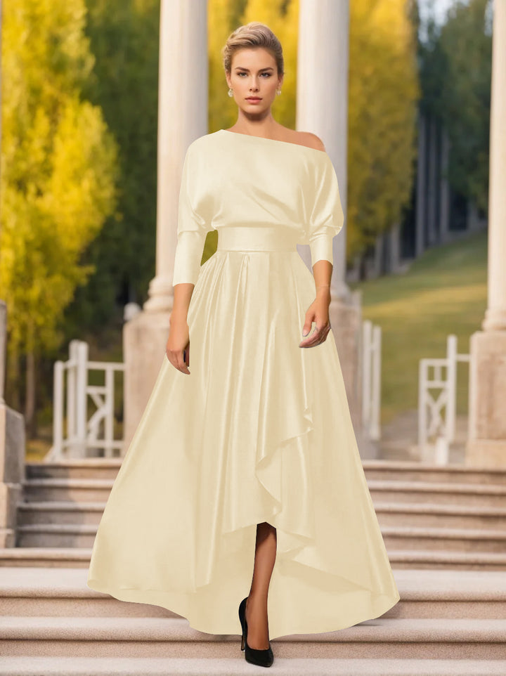 A-Line/Princess One-Shoulder 3/4 Sleeves Asymmetrical Mother of the Bride  & Groom Dresses