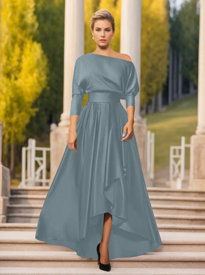 A-Line/Princess One-Shoulder 3/4 Sleeves Asymmetrical Mother of the Bride  & Groom Dresses