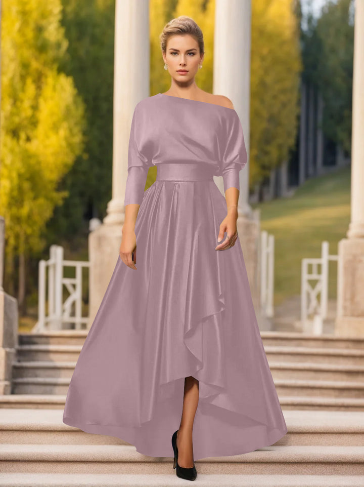 A-Line/Princess One-Shoulder 3/4 Sleeves Asymmetrical Mother of the Bride  & Groom Dresses