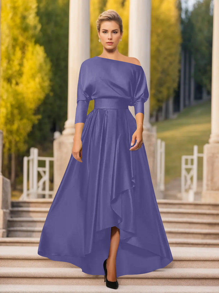 A-Line/Princess One-Shoulder 3/4 Sleeves Asymmetrical Mother of the Bride  & Groom Dresses