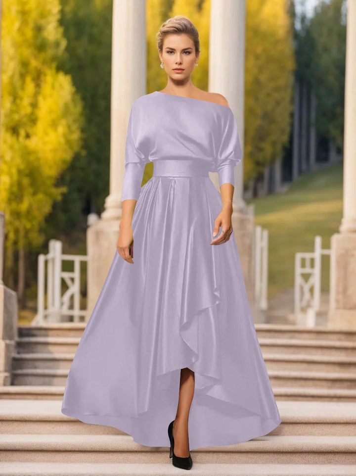 A-Line/Princess One-Shoulder 3/4 Sleeves Asymmetrical Mother of the Bride  & Groom Dresses