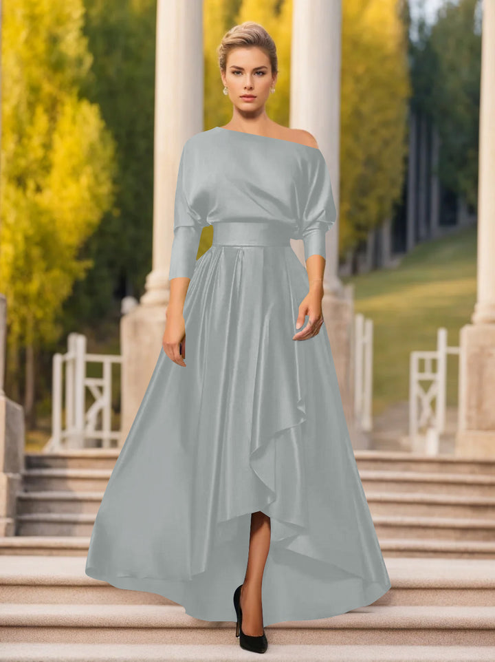 A-Line/Princess One-Shoulder 3/4 Sleeves Asymmetrical Mother of the Bride  & Groom Dresses