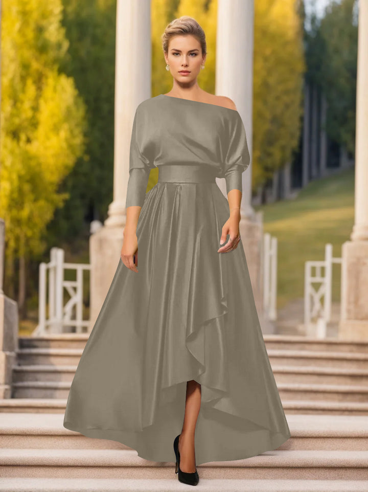 A-Line/Princess One-Shoulder 3/4 Sleeves Asymmetrical Mother of the Bride  & Groom Dresses