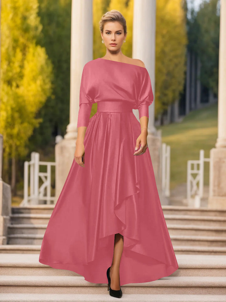 A-Line/Princess One-Shoulder 3/4 Sleeves Asymmetrical Mother of the Bride  & Groom Dresses