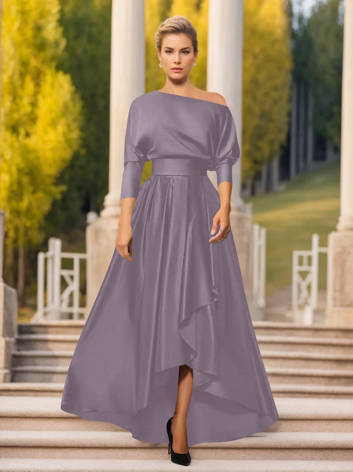A-Line/Princess One-Shoulder 3/4 Sleeves Asymmetrical Mother of the Bride  & Groom Dresses