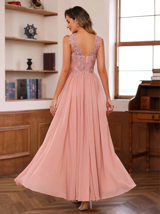 A-Line/Princess V-Neck 2 Pics Floor-Length Mother of the Bride Dresses with Appliques & Wrap