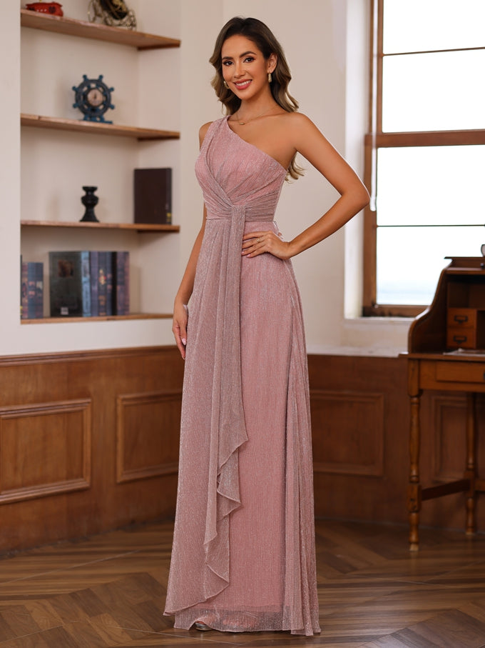 A-Line/Princess One-Shoulder Sleeveless Floor-Length Mother of the Bride Dresses with Ruffles