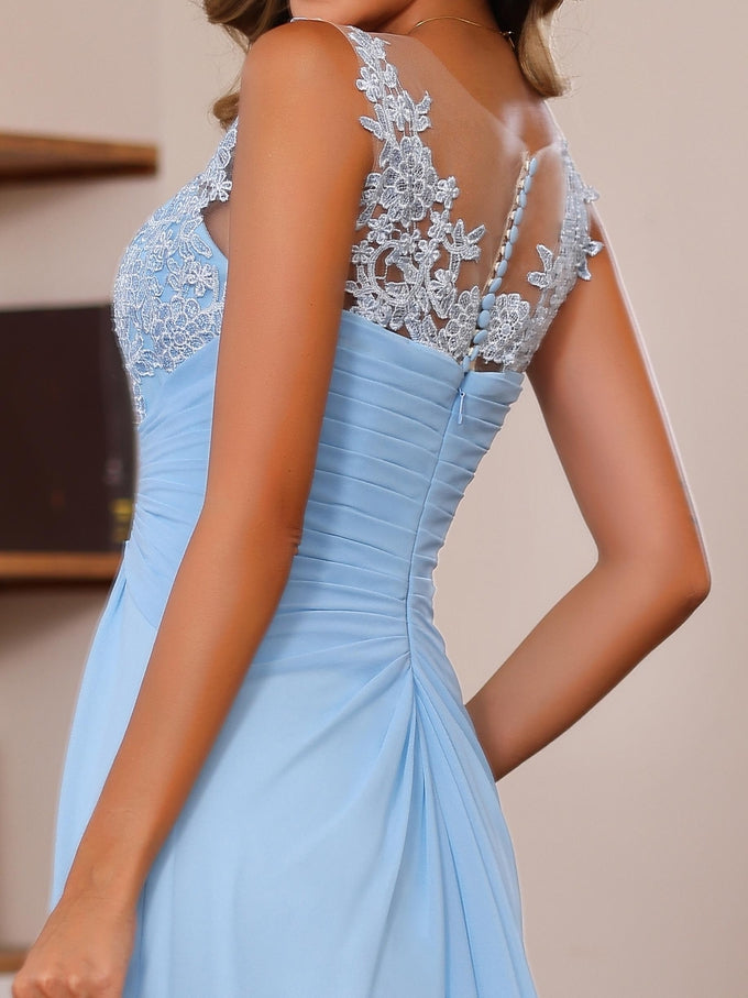 A-Line/Princess V-Neck 2 Pics Floor-Length Mother of the Bride Dresses with Appliques, Ruffles & Wrap