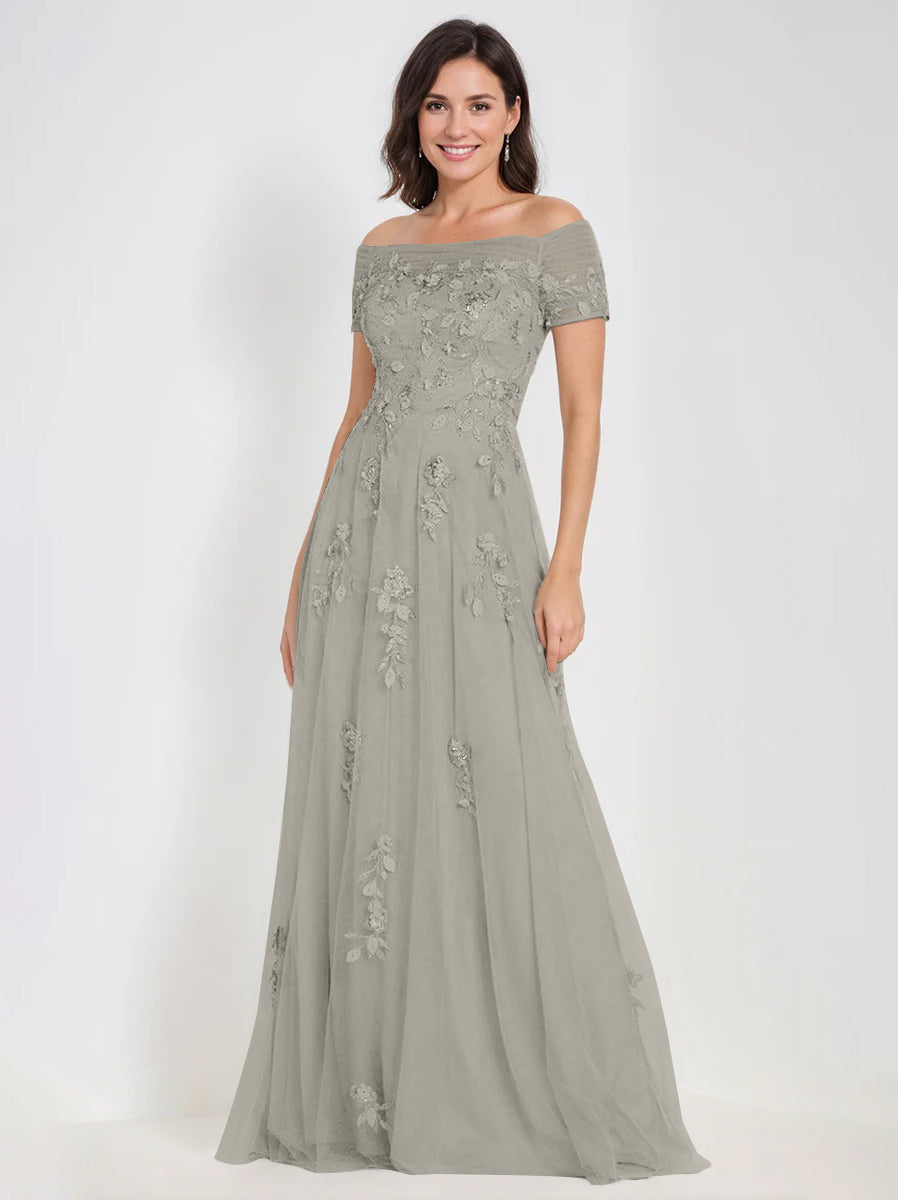 A-Line Off-the-Shoulder Sleeveless Mother Of The Bride & Groom Dresses with Appliques