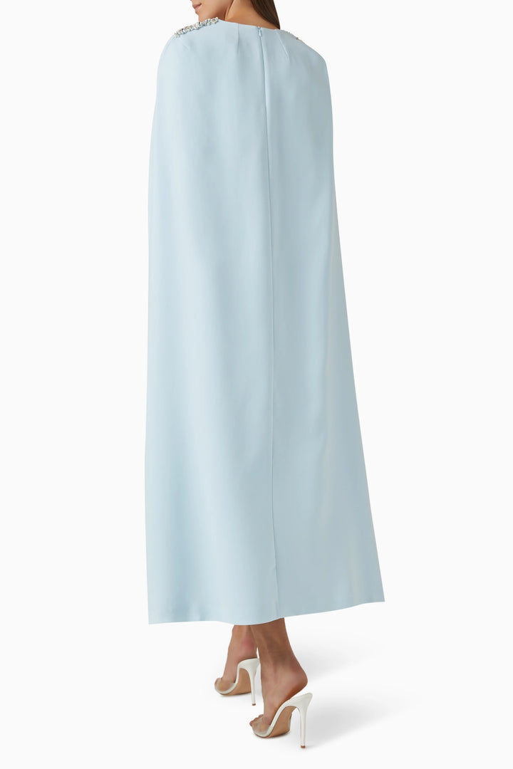 Sheath/Column Jewel Neck Ankle-Length Mother of the Bride Dresses With Shoulder Streamers & Beading