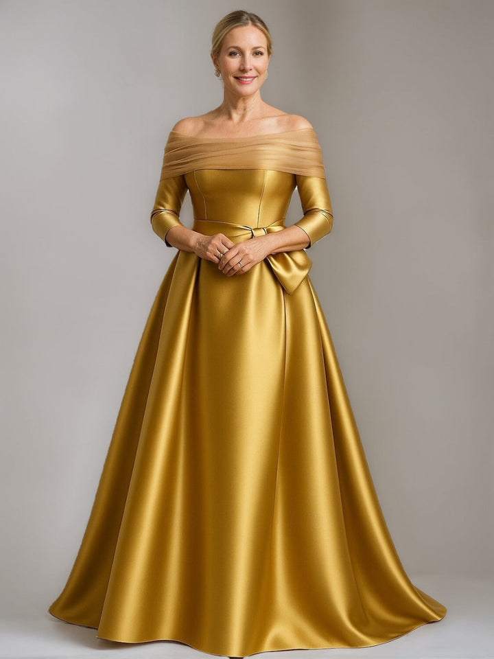 A-Line/Princess Off-the-Shoulder Floor-Length Mother Of The Bride & Groom Dresses with Bowknot