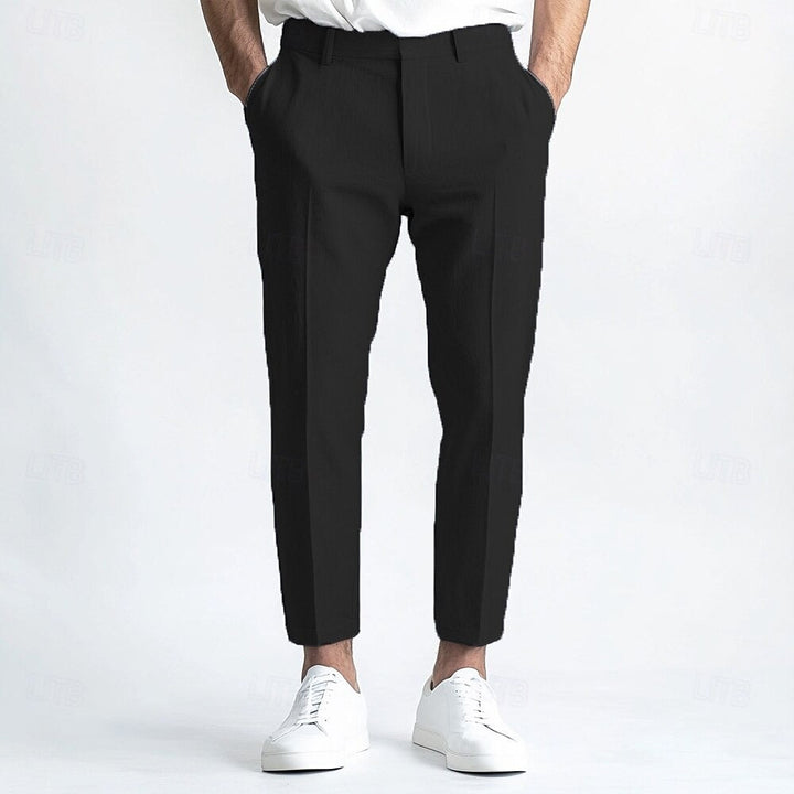 Men's Linen Straight Leg Plain Breathable Casual Daily Standard Fit Pants