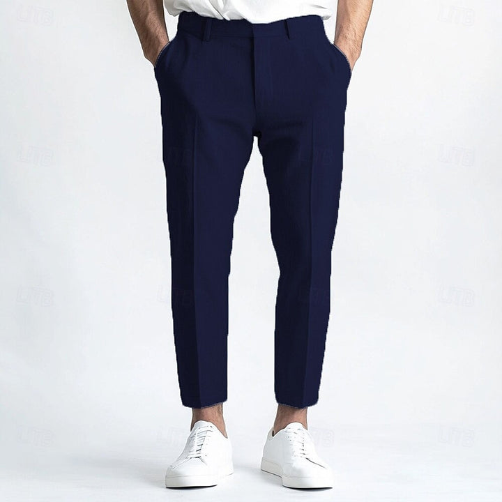 Men's Linen Straight Leg Plain Breathable Casual Daily Standard Fit Pants