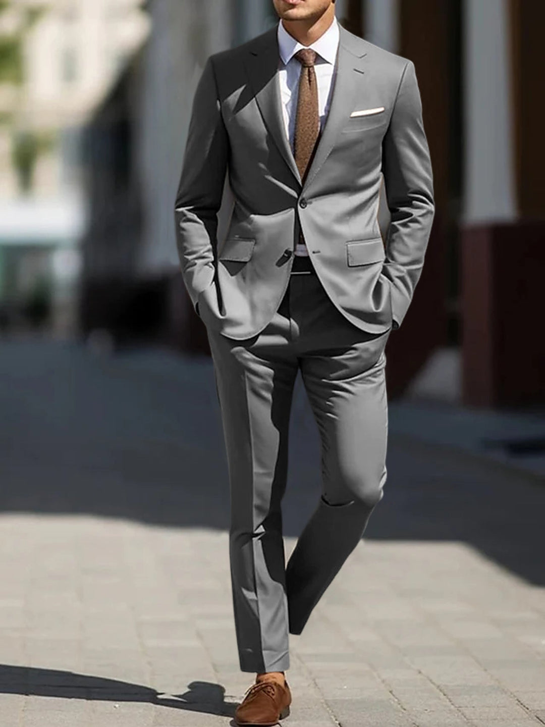 Men's Tailored Fit Single Breasted Two-buttons 2 Pieces Wedding Suits