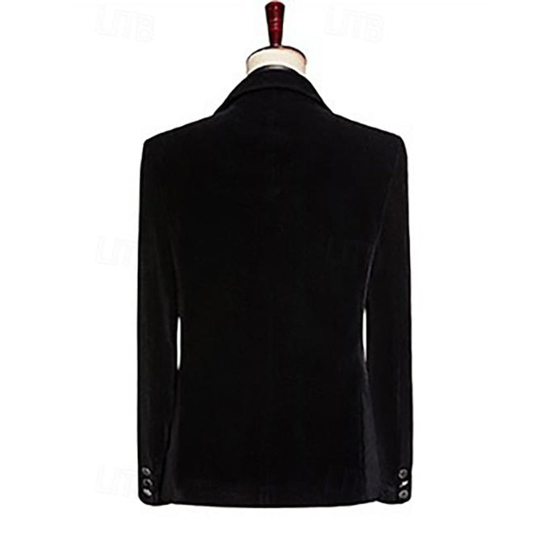 Men's Tailored Fit Single Breasted 2 Pieces Pure Colour Velvet Sequin Blazer Wedding Suits