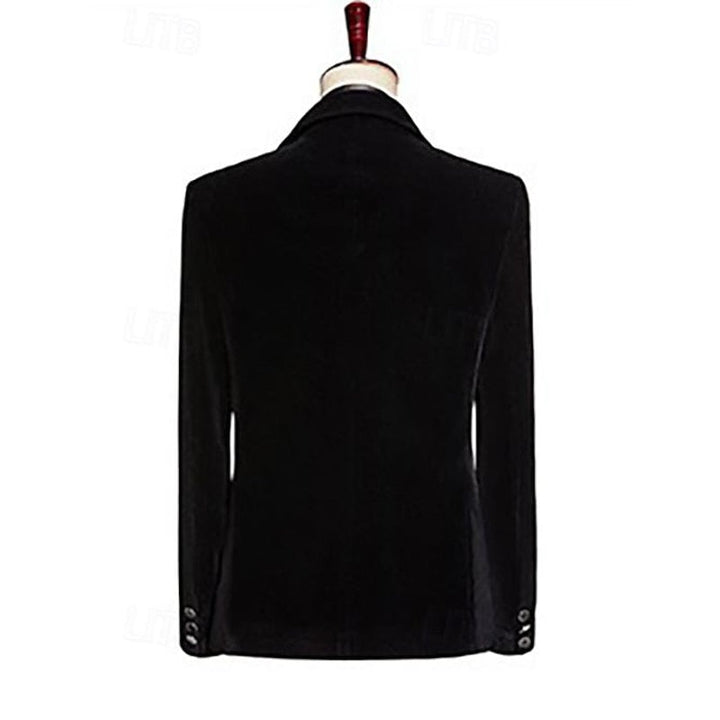 Men's Tailored Fit Single Breasted 2 Pieces Pure Colour Velvet Sequin Blazer Wedding Suits