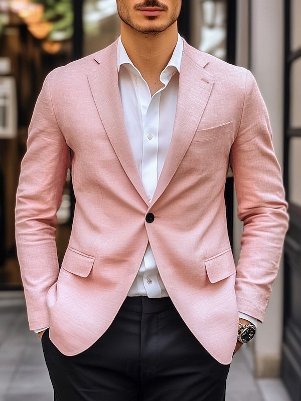 Men's Blazer Solid Coloured Regular Tailored Fit Single Breasted One-button Fashion Casual Blazer Jacket