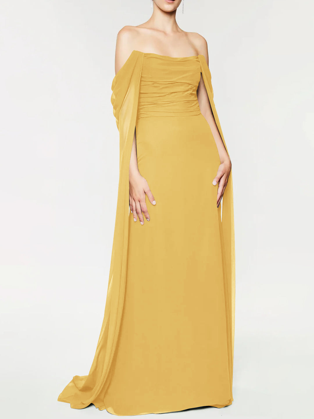 A-Line/Princess Strapless Sleeveless Floor-Length Evening Dress with Watteau Train