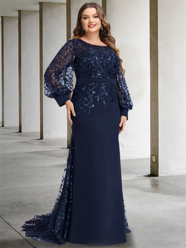 plus size blue mother of the bride dresses A-Line Plus Size Curve Mother of the Bride Dresses Elegant Dress Forma BL Dress