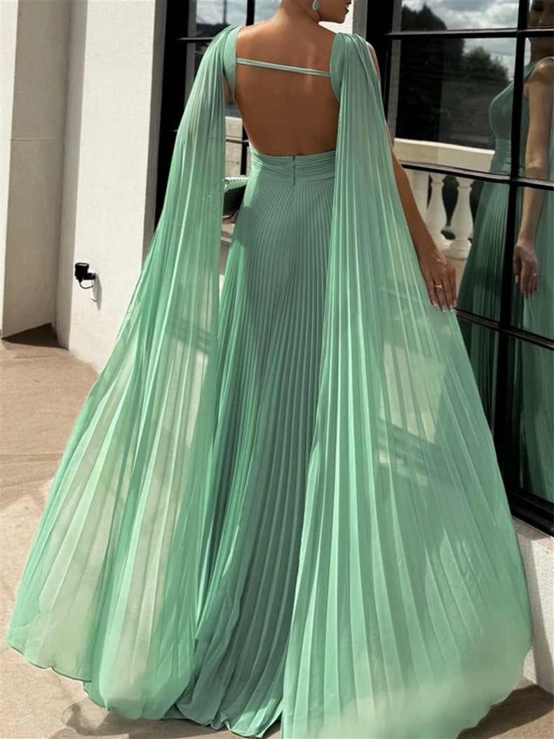 A-Line/Princess Scoop Neck Sleeveless Floor-Length Ruched Evening Dresses