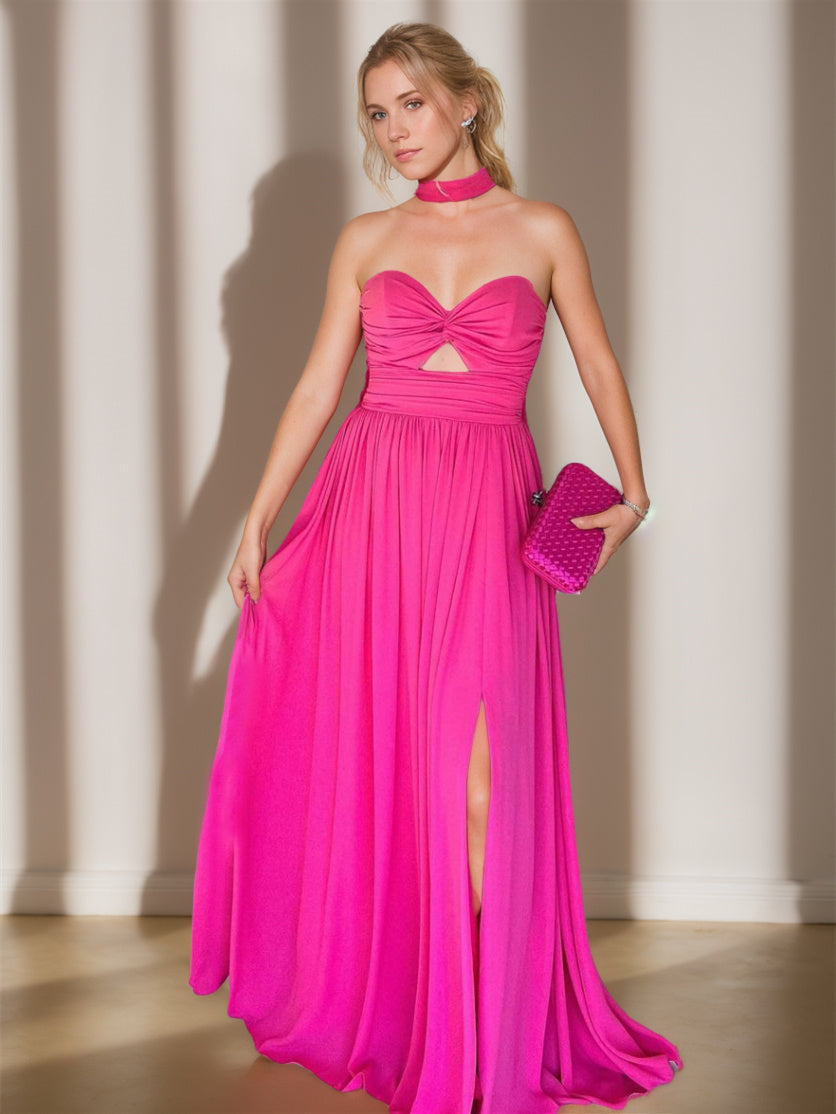 A-Line/Princess  Sweetheart Sleeveless Floor-Length Ruched Evening Dresses