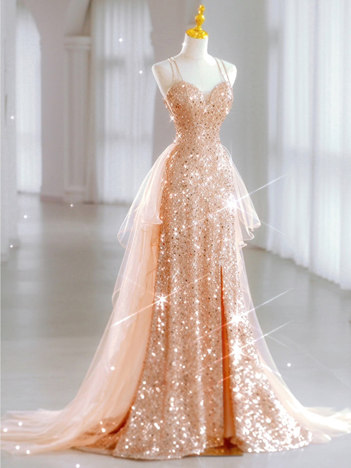 A-Line/Princess Sweetheart Sleeveless Floor-Length Evening Dresses with Sequin