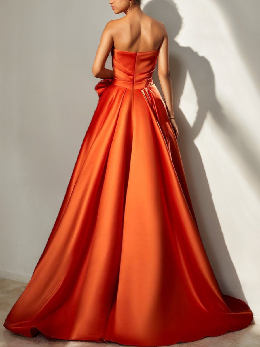 A-Line/Princess Strapless Sweetheart Floor-Length Prom Evening Dresses With Ruched & Split Side