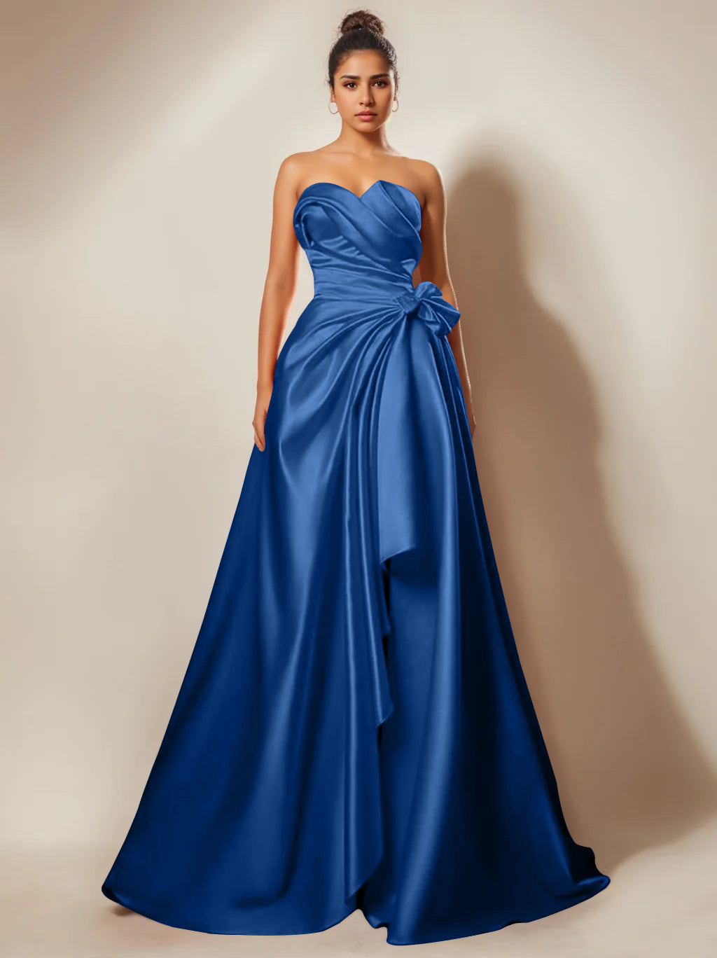 A-Line/Princess Strapless Sweetheart Floor-Length Prom Evening Dresses With Ruched & Split Side