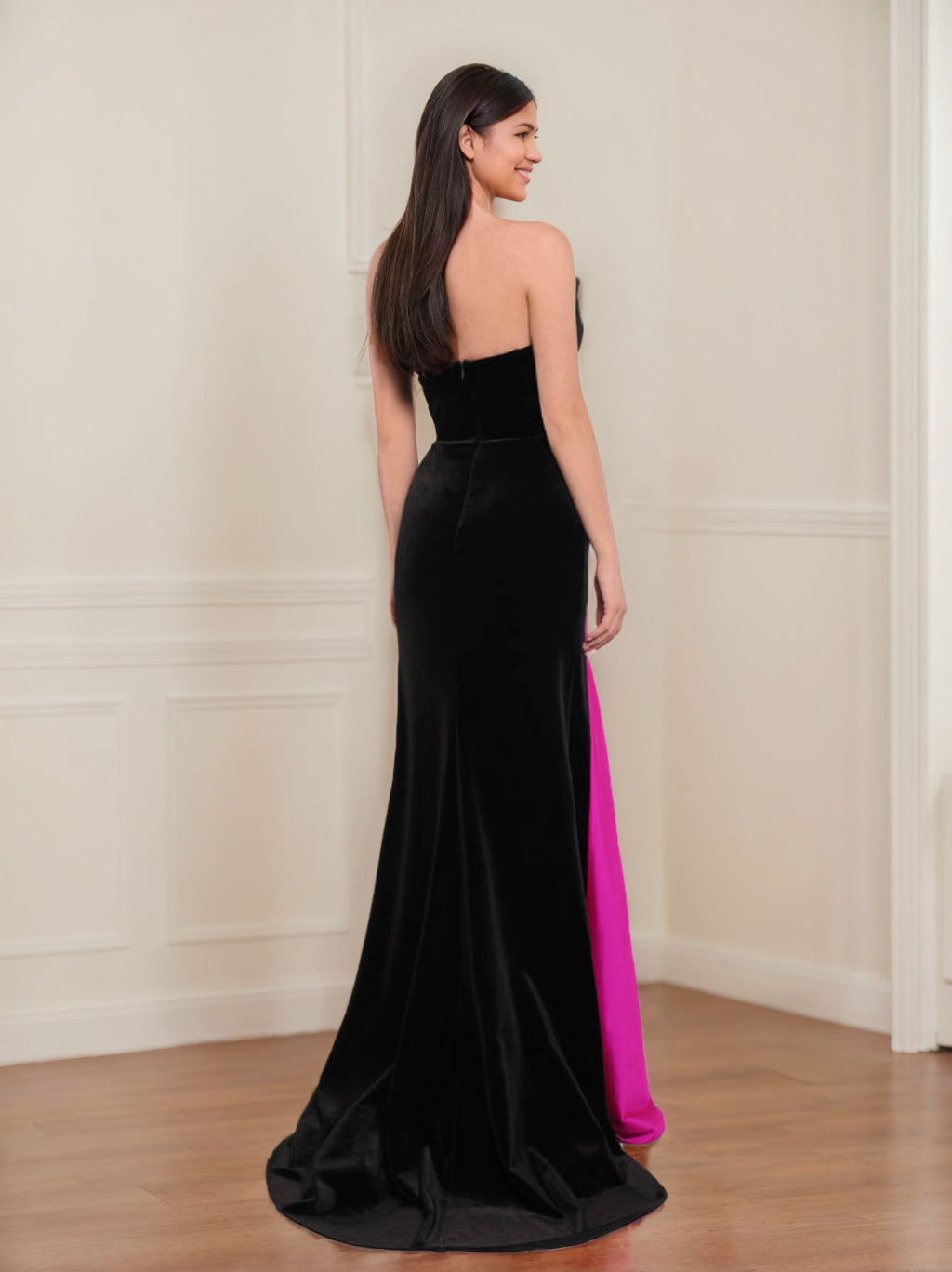 Sheath/Column V-Neck Sleeveless Floor-Length Long Prom Evening Dresses With Bowknot