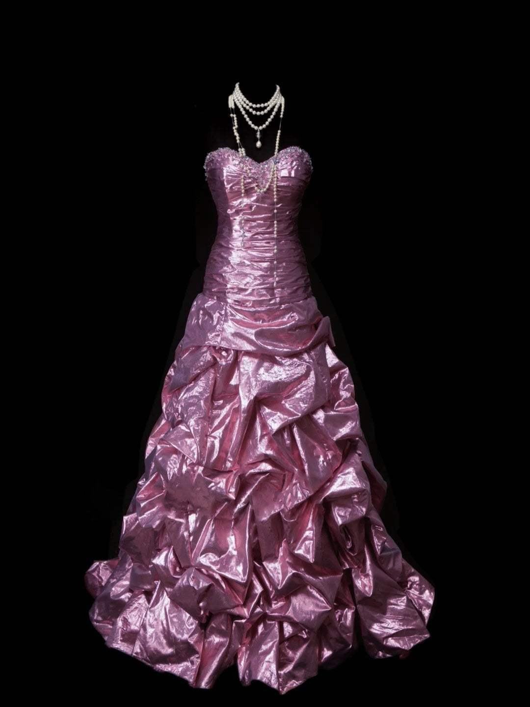 A-Line/Princess Sweetheart Sleeveless Floor-Length Taffeta Prom Dresses with Ruched & Sequins