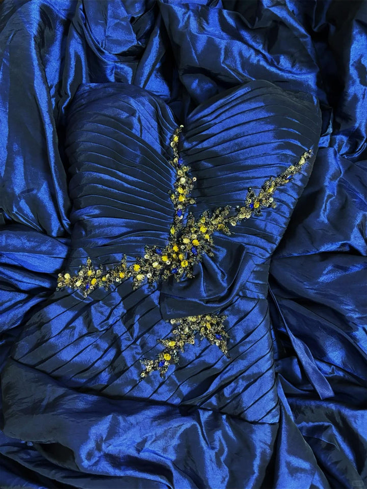 A-Line/Princess Sweetheart Sleeveless Floor-Length Taffeta Unique Prom Dresses with Ruffles & Sequins