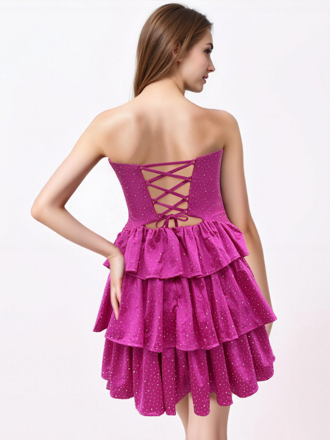 A-Line/Princess Strapless Sleeveless Short/Mini Beaded Homecoming Dresses with Ruffles
