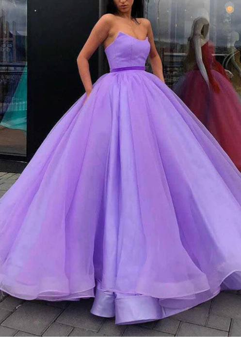 Ball Gown V-Neck Floor-length Long Prom Dresses With Belt