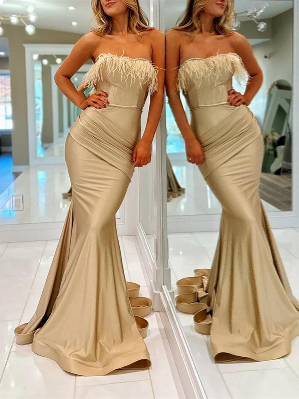 Trumpet/Mermaid Strapless Floor-length Prom Dresses