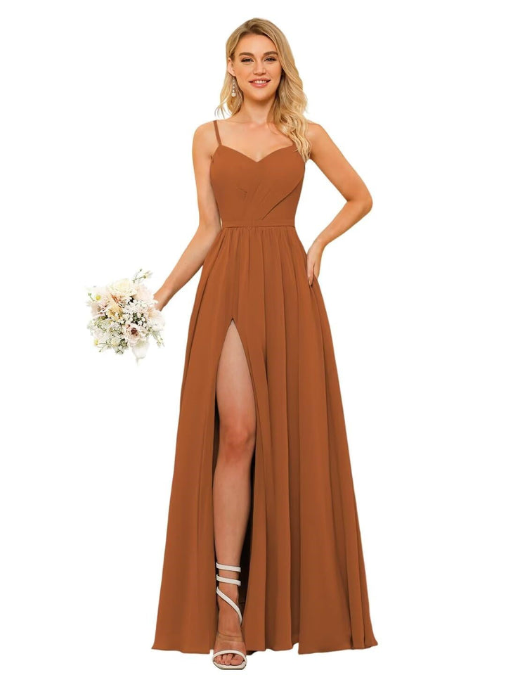 A Line/Princess Chiffon Square Neckline Sleeveless Floor-Length Bridesmaid Dresses