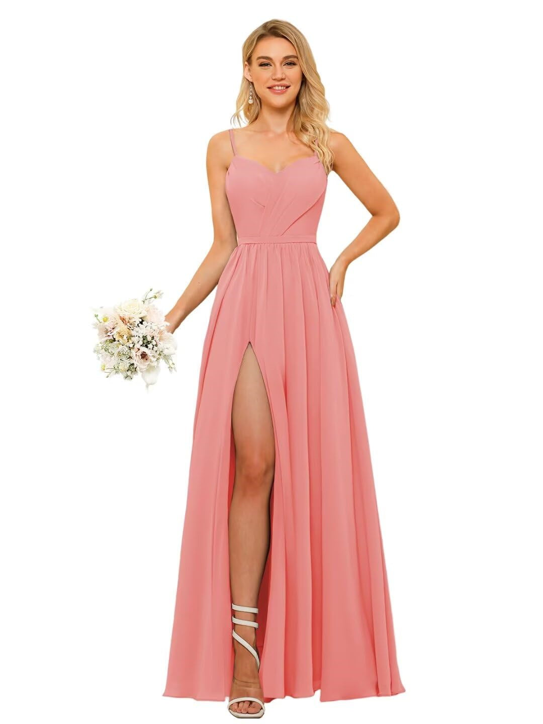 A Line/Princess Chiffon Square Neckline Sleeveless Floor-Length Bridesmaid Dresses