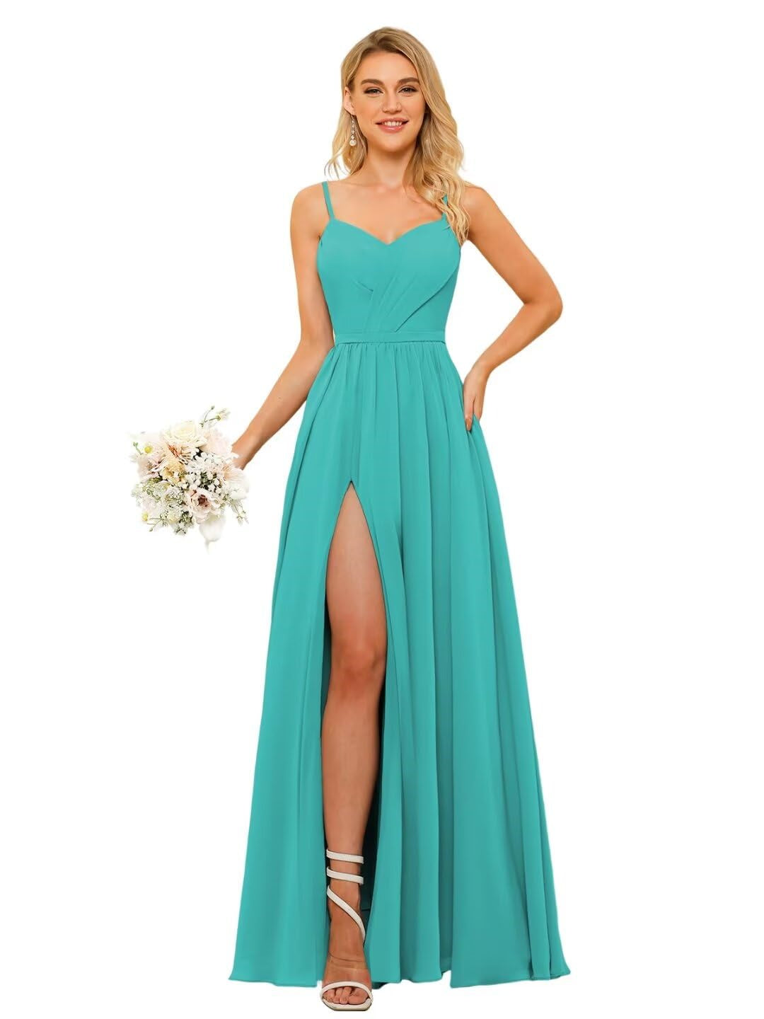 A Line/Princess Chiffon Square Neckline Sleeveless Floor-Length Bridesmaid Dresses