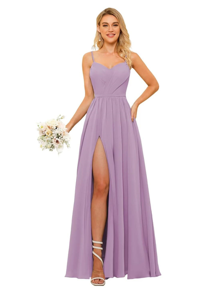 A Line/Princess Chiffon Square Neckline Sleeveless Floor-Length Bridesmaid Dresses