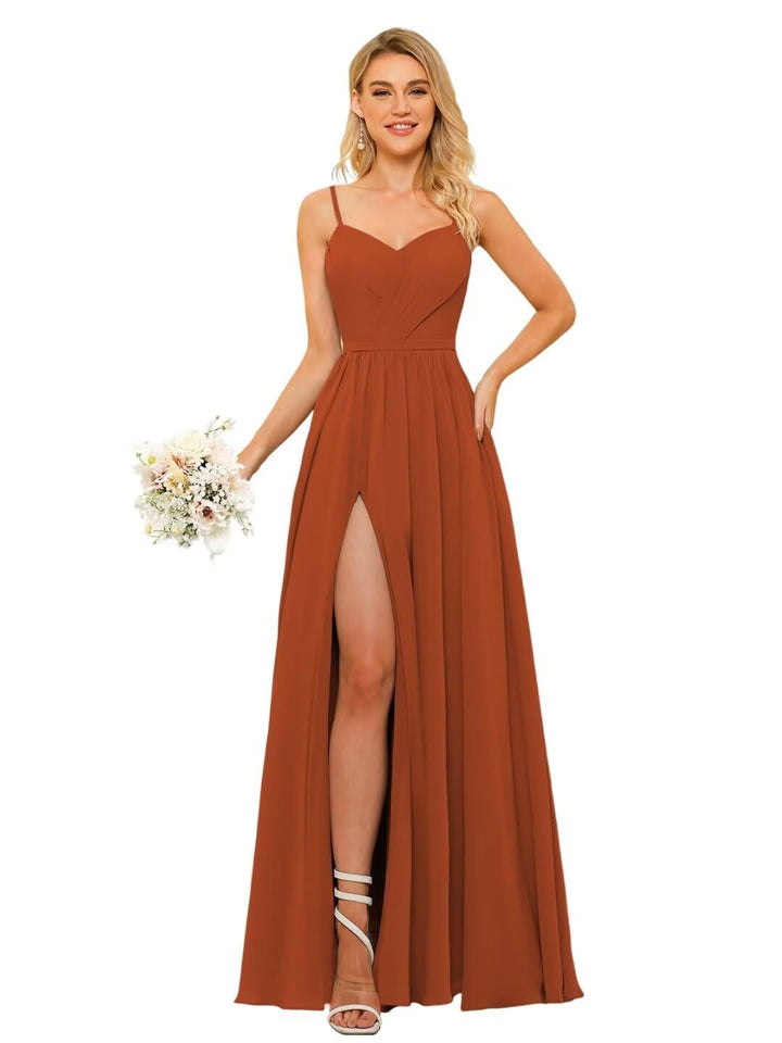 A Line/Princess Chiffon Square Neckline Sleeveless Floor-Length Bridesmaid Dresses