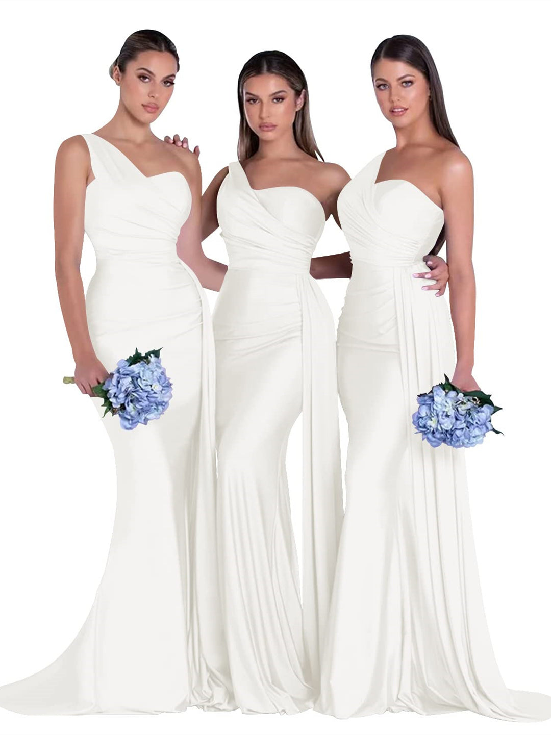 Mermaid/Trumpet Satin One-Shoulder Sleeveless Floor-Length Bridesmaid Dresses