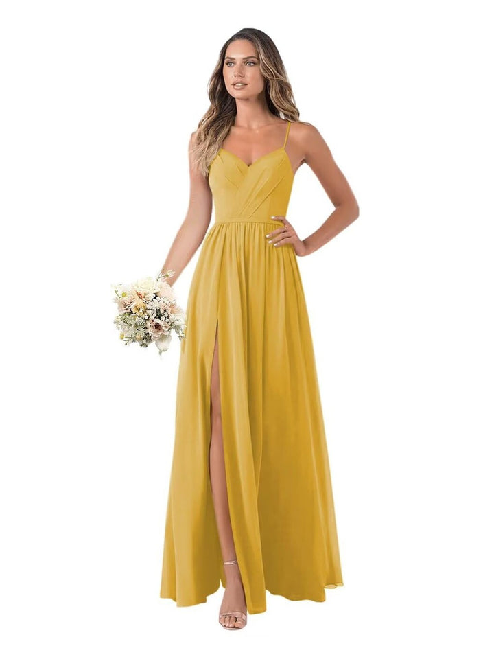 A Line/Princess Chiffon Sleeveless Floor-Length Bridesmaid Dresses