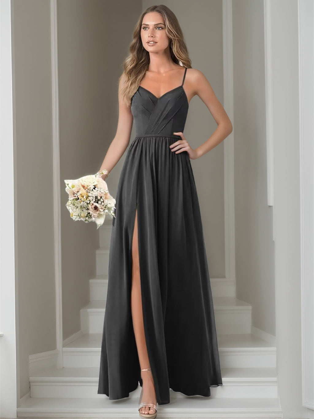 A Line/Princess Chiffon Sleeveless Floor-Length Bridesmaid Dresses