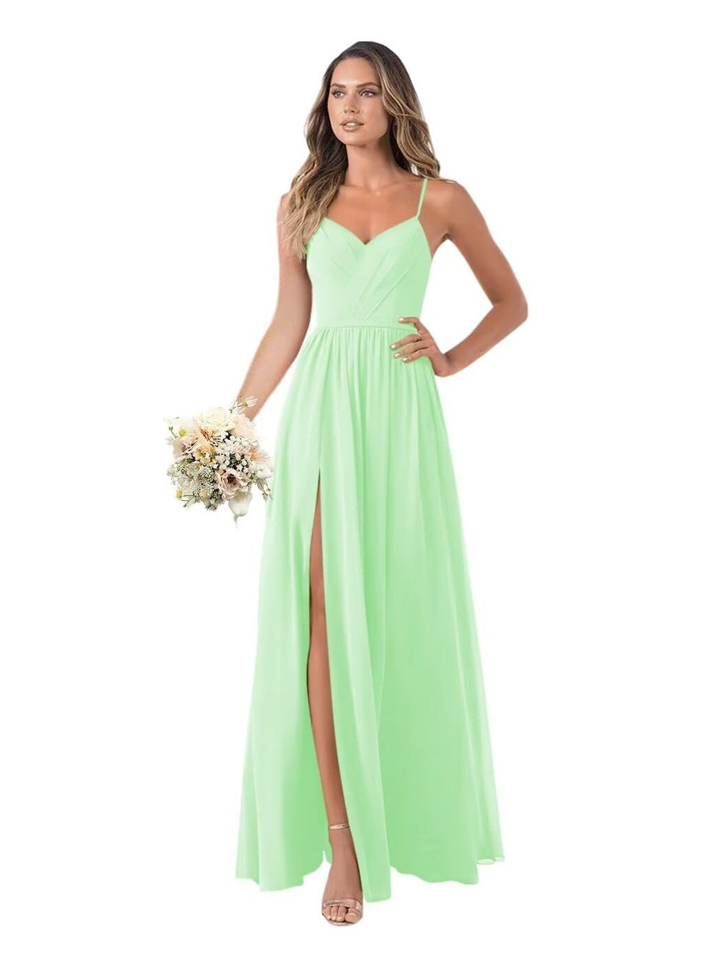 A Line/Princess Chiffon Sleeveless Floor-Length Bridesmaid Dresses