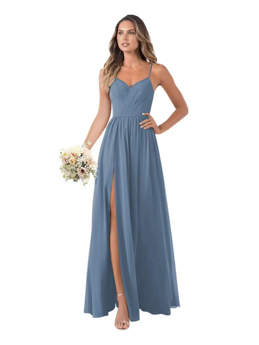 A Line/Princess Chiffon Sleeveless Floor-Length Bridesmaid Dresses