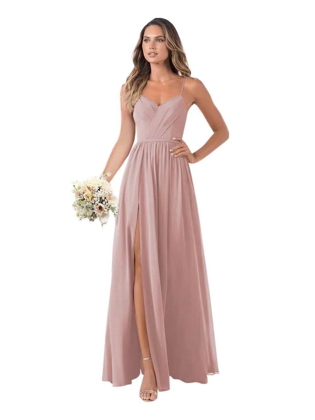 A Line/Princess Chiffon Sleeveless Floor-Length Bridesmaid Dresses