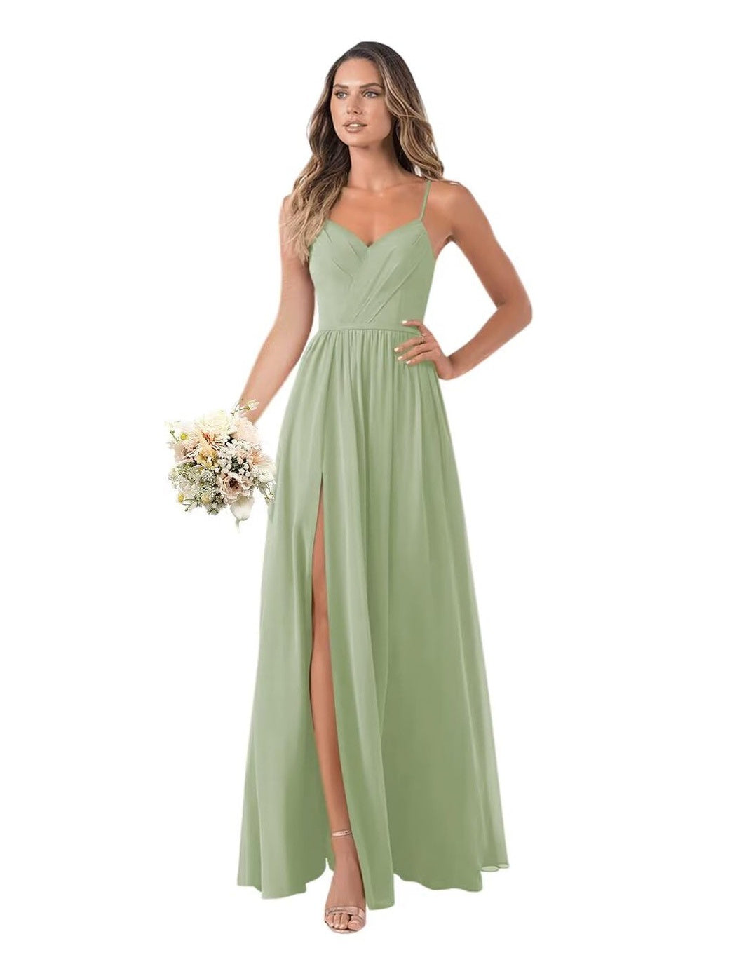 A Line/Princess Chiffon Sleeveless Floor-Length Bridesmaid Dresses