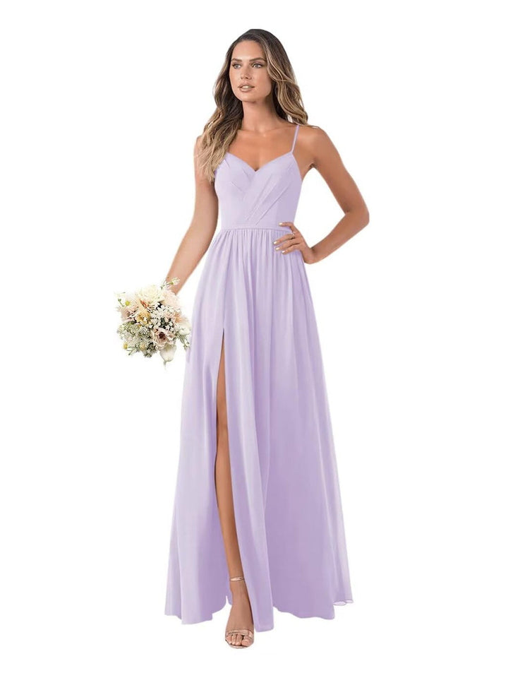 A Line/Princess Chiffon Sleeveless Floor-Length Bridesmaid Dresses