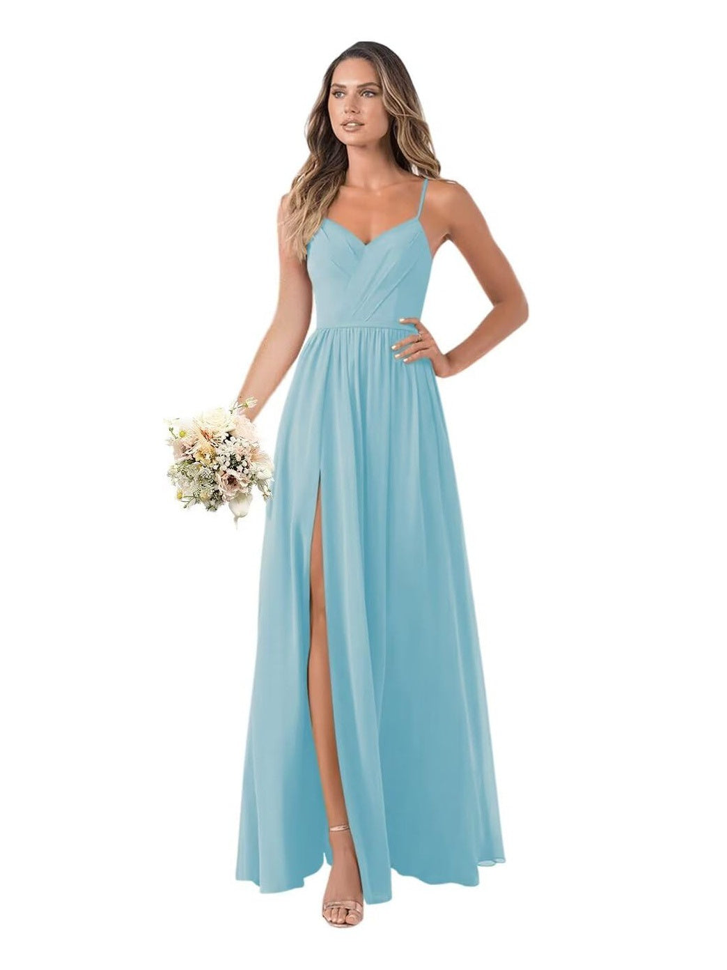 A Line/Princess Chiffon Sleeveless Floor-Length Bridesmaid Dresses