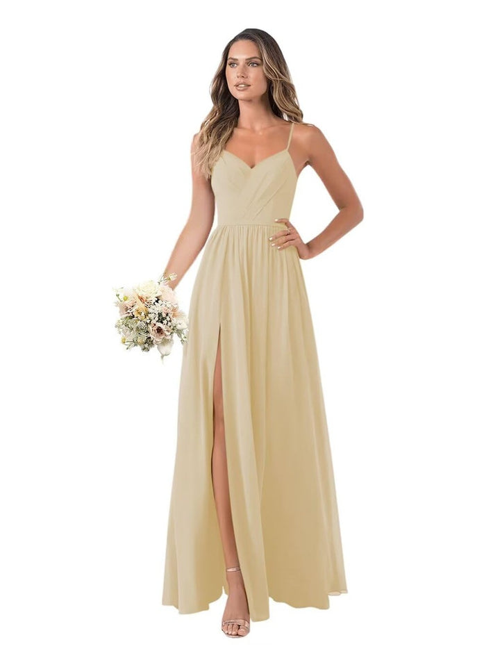 A Line/Princess Chiffon Sleeveless Floor-Length Bridesmaid Dresses